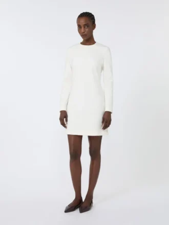 Robe courte en jersey scuba, ivoire