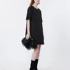 Robe courte en toile de coton et lin, noire Robe courte en toile de coton et lin, noire