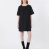 Robe courte en toile de coton et lin, noire Robe courte en toile de coton et lin, noire