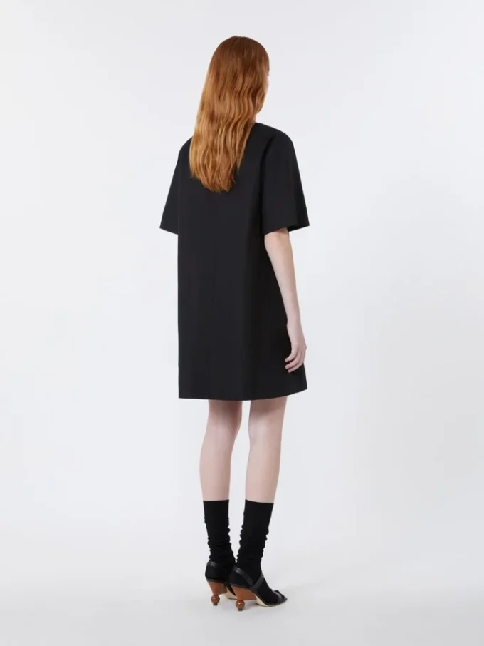 Robe courte en toile de coton et lin, noire Robe courte en toile de coton et lin, noire