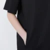 Robe courte en toile de coton et lin, noire Robe courte en toile de coton et lin, noire