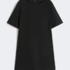 Robe courte en toile de coton et lin, noire Robe courte en toile de coton et lin, noire