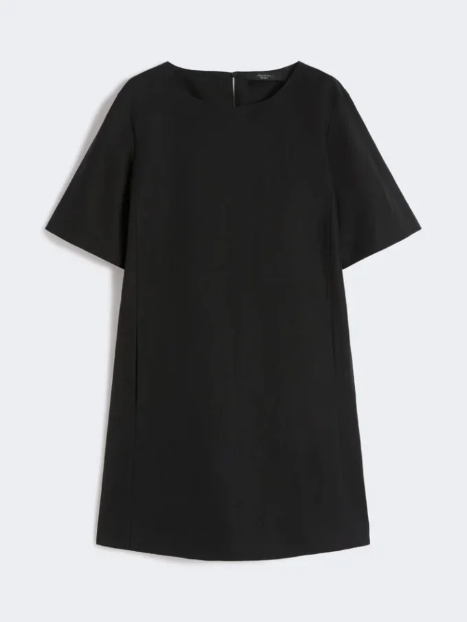 Robe courte en toile de coton et lin, noire Robe courte en toile de coton et lin, noire