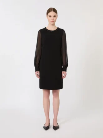 Robe de cocktail en cady, noire