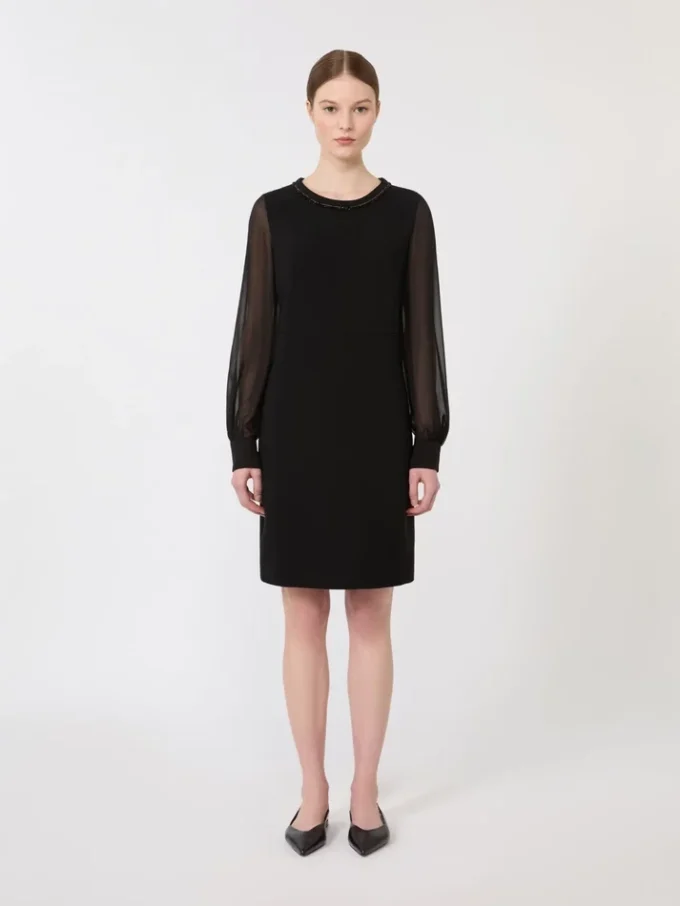 Robe de cocktail en cady, noire Robe de cocktail en cady, noire