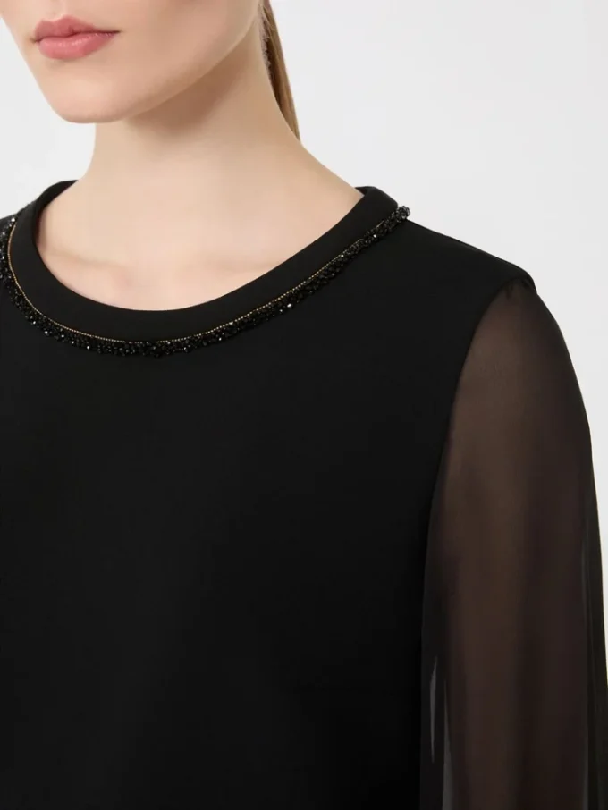 Robe de cocktail en cady, noire Robe de cocktail en cady, noire