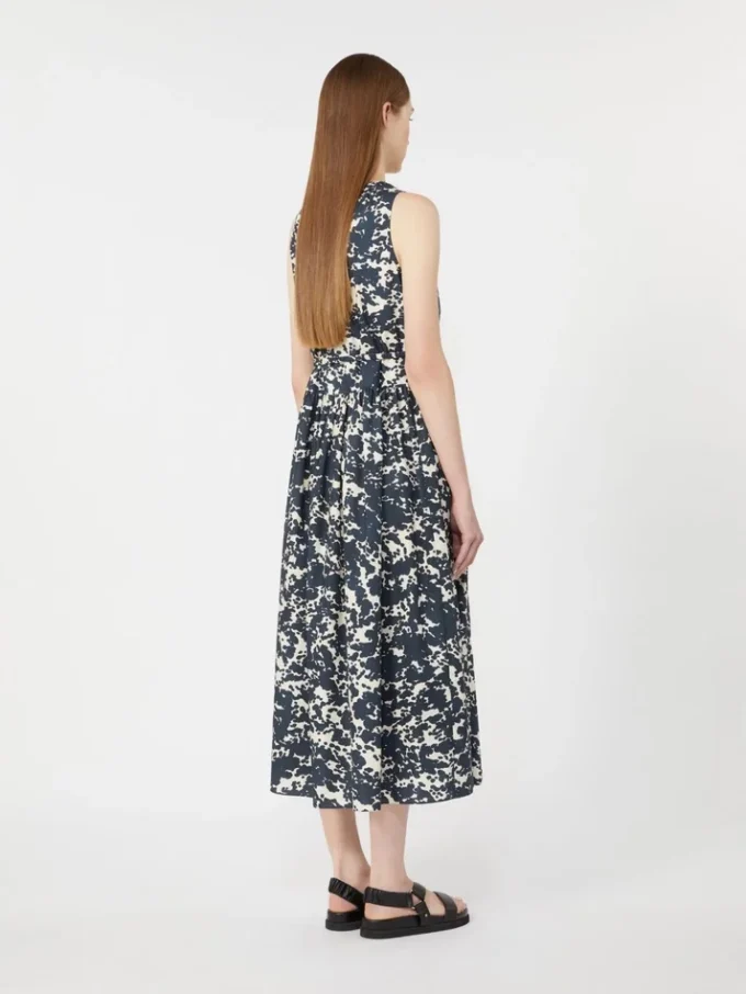 Robe en coton imprimé avec ceinture, bleu outremer Robe en coton imprimé avec ceinture, bleu outremer