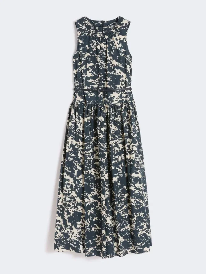 Robe en coton imprimé avec ceinture, bleu outremer Robe en coton imprimé avec ceinture, bleu outremer