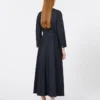 Robe en denim de coton avec ceinture, bleu outremer