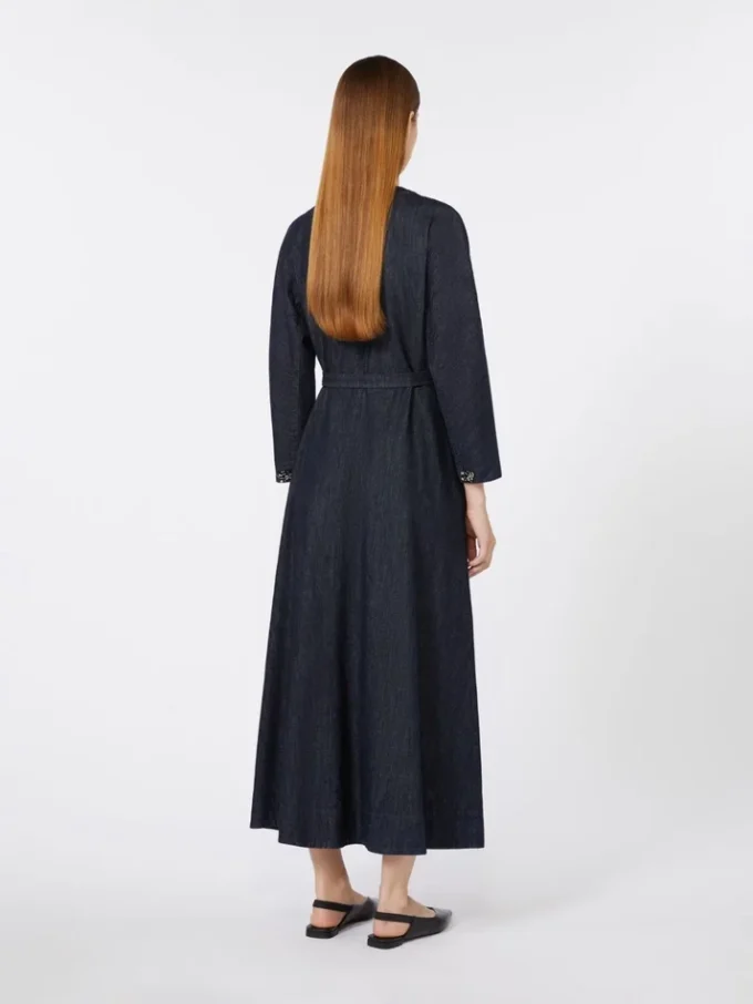 Robe en denim de coton avec ceinture, bleu outremer