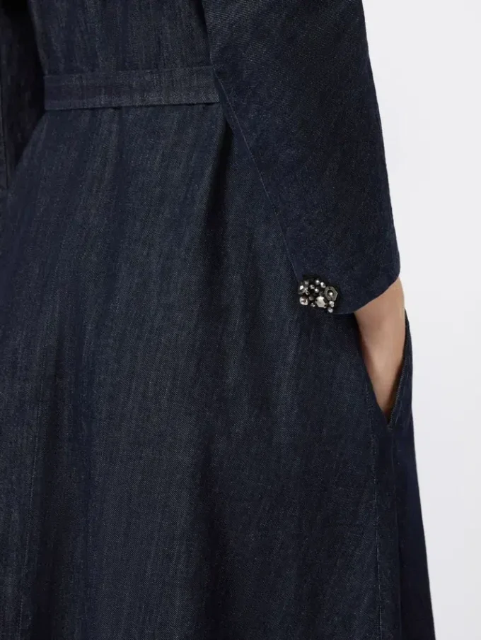 Robe en denim de coton avec ceinture, bleu outremer