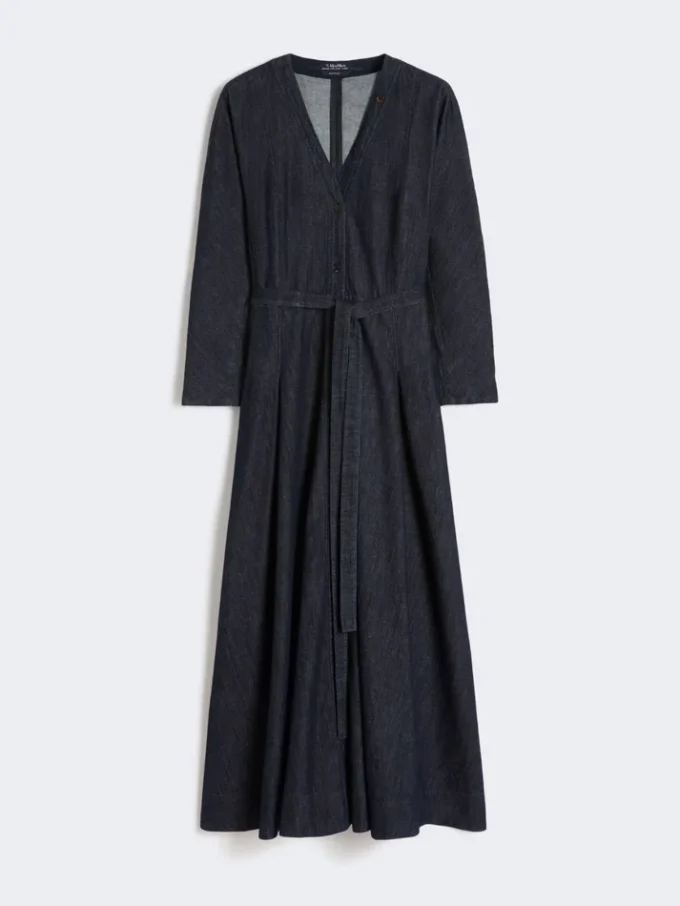 Robe en denim de coton avec ceinture, bleu outremer
