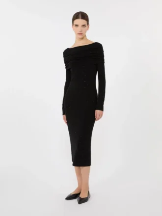 Robe en fil de laine, noire