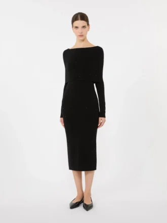 Robe en fil de laine, noire
