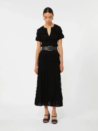 Robe en fil de viscose à motifs, noire