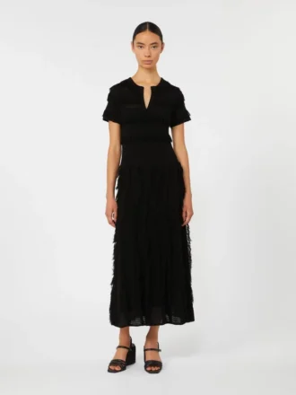 Robe en fil de viscose à motifs, noire