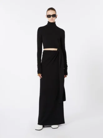 Robe en jersey avec nœud, noire
