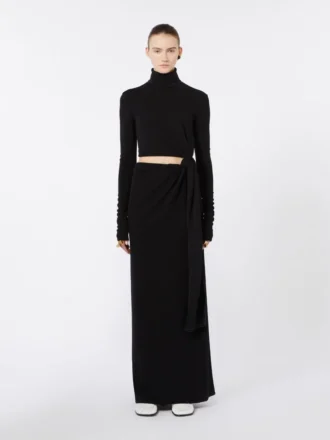 Robe en jersey avec nœud, noire