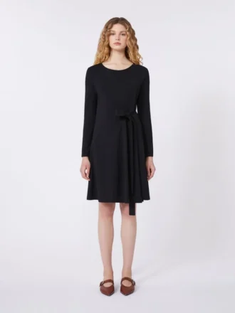 Robe en jersey crêpé, noir