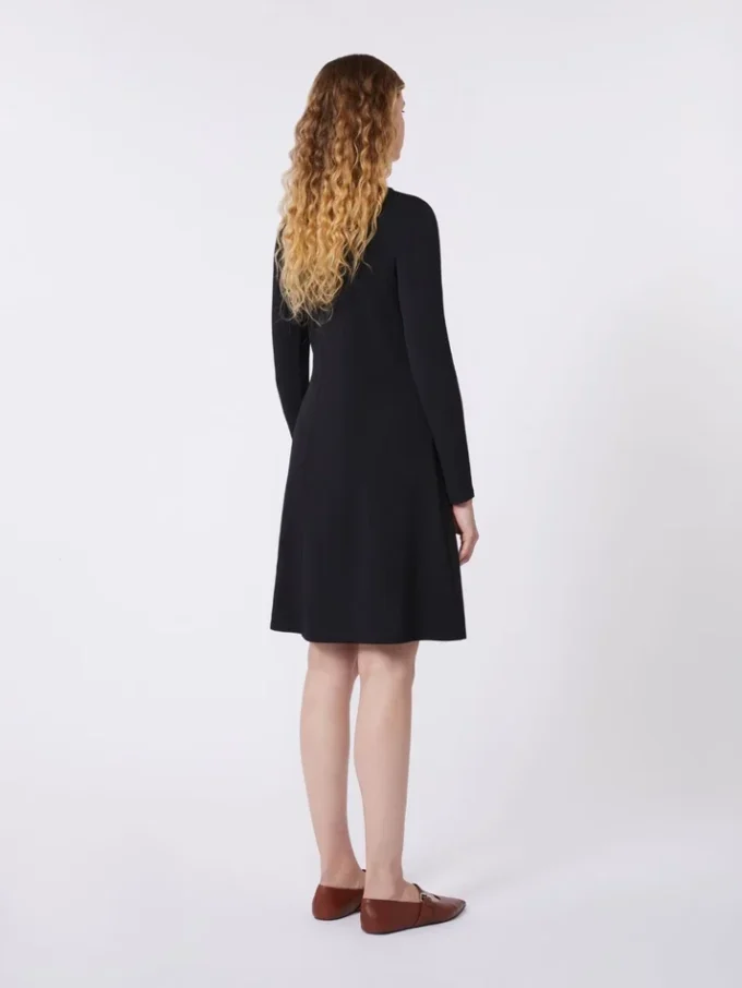 Robe en jersey crêpé, noir Robe en jersey crêpé, noir