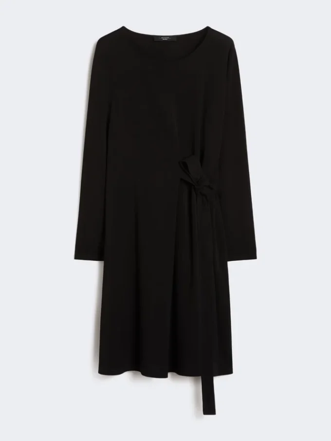 Robe en jersey crêpé, noir Robe en jersey crêpé, noir
