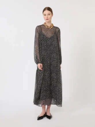 Robe en mousseline imprimée, noire