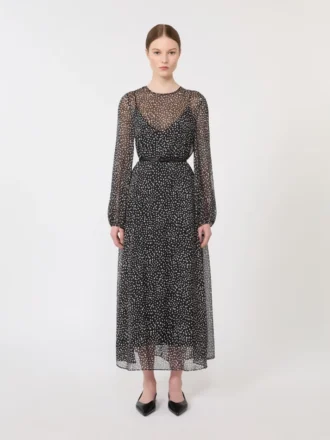 Robe en mousseline imprimée, noire