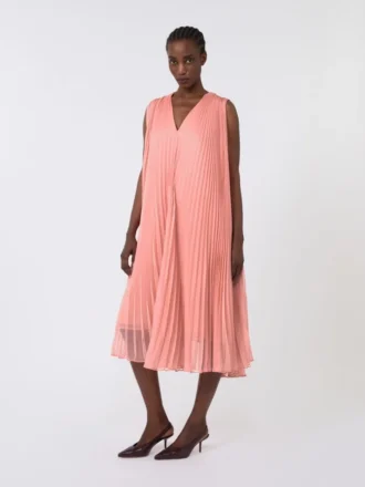 Robe en mousseline plissée, rose
