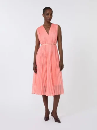Robe en mousseline plissée, rose