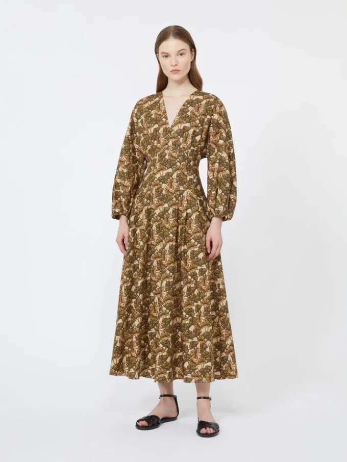 Robe en popeline de coton imprimée, couleur naturelle Robe en popeline de coton imprimée, couleur naturelle