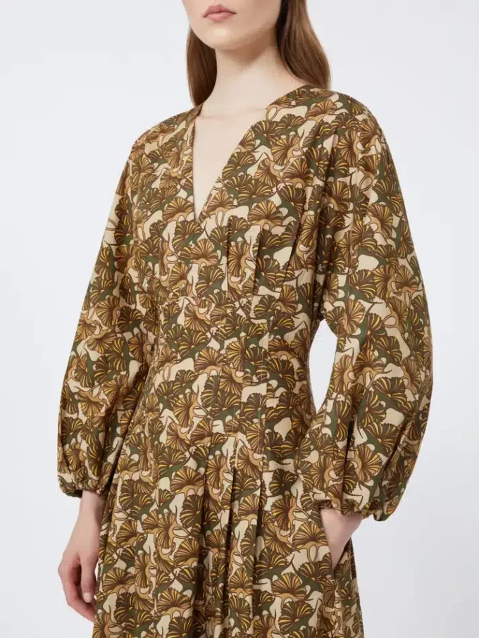 Robe en popeline de coton imprimée, couleur naturelle Robe en popeline de coton imprimée, couleur naturelle