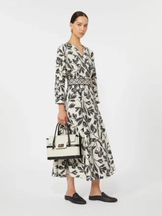 Robe en popeline imprimée, beige