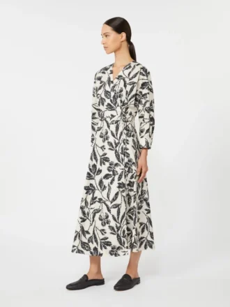 Robe en popeline imprimée, beige