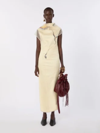 Robe en satin double épaisseur, jaune clair