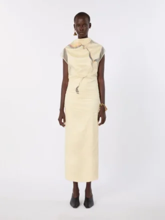 Robe en satin double épaisseur, jaune clair