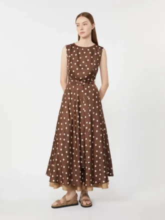 Robe en sergé à motifs, marron
