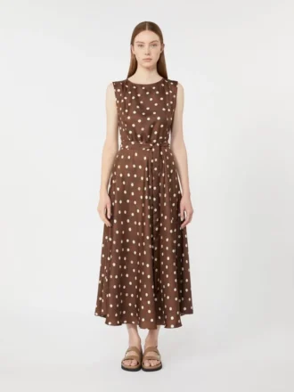 Robe en sergé à motifs, marron
