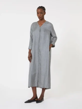 Robe en soie imprimée, bleu nuit