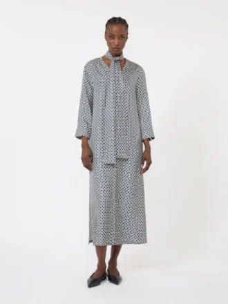 Robe en soie imprimée, bleu nuit