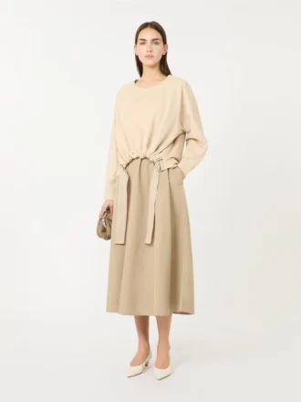 Robe en tissu technique et coton, couleur noisette