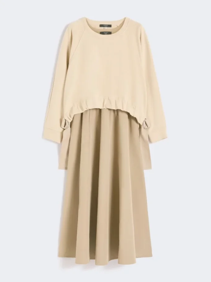 Robe en tissu technique et coton, couleur noisette Robe en tissu technique et coton, couleur noisette