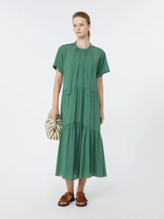Robe en toile de coton technique, verte