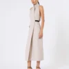 Robe en toile de laine et coton, beige Robe en toile de laine et coton, beige