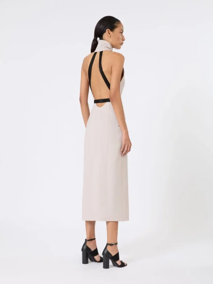 Robe en toile de laine et coton, beige Robe en toile de laine et coton, beige