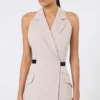 Robe en toile de laine et coton, beige Robe en toile de laine et coton, beige