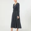 Robe en toile de soie délavée, bleu outremer