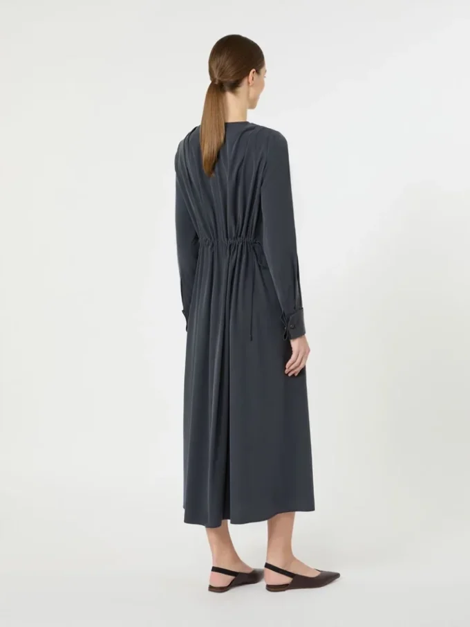 Robe en toile de soie délavée, bleu outremer