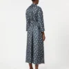 Robe en twill de soie imprimé, bleu outremer