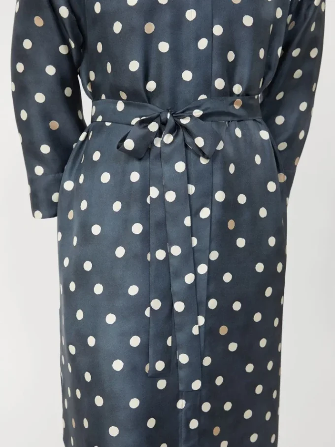 Robe en twill de soie imprimé, bleu outremer