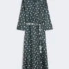 Robe en twill de soie imprimé, bleu outremer